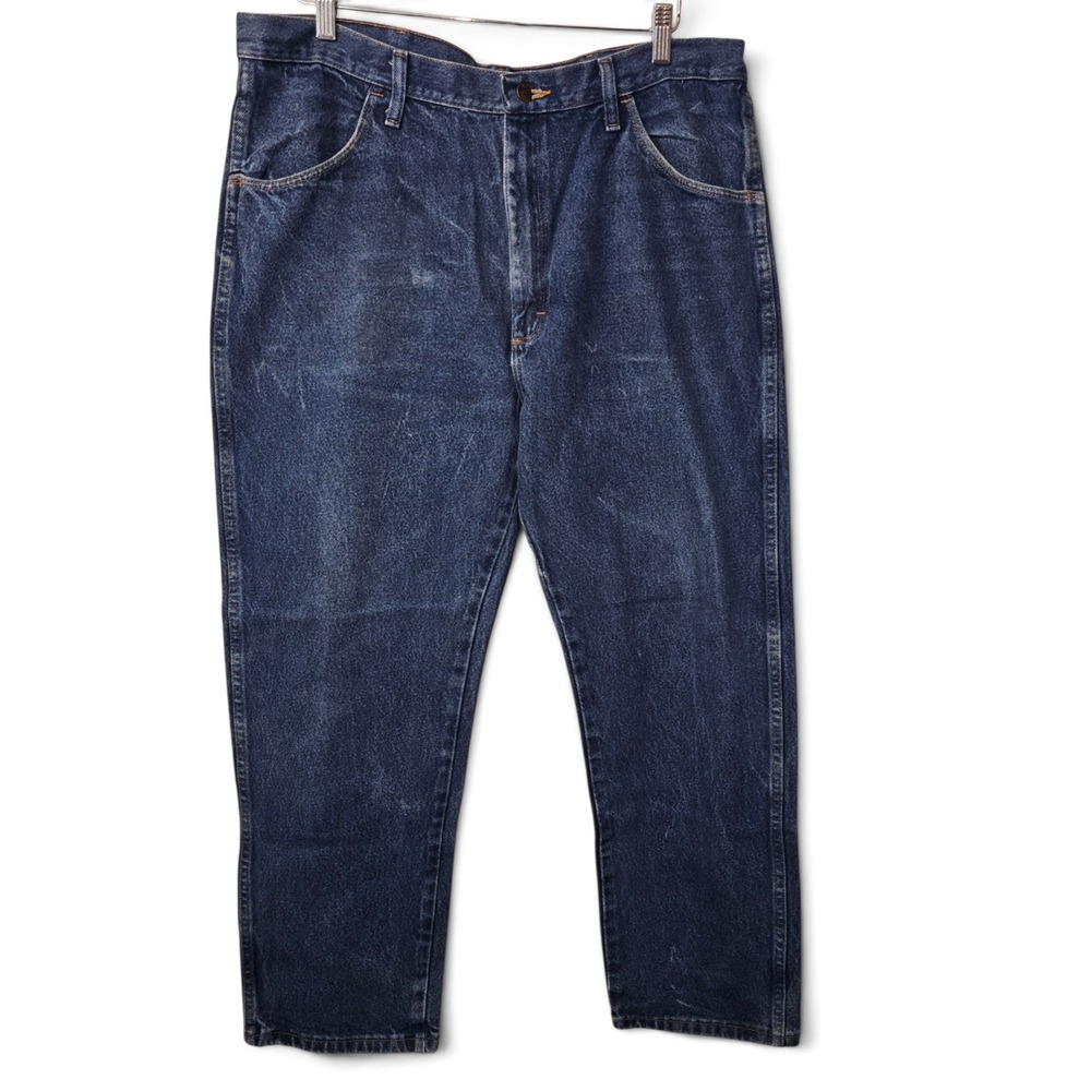 Rustler Jeans Mens 38x30 Blue Good Straight Leg Dark Wash Denim 87619PW